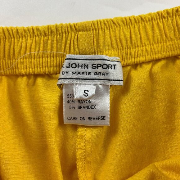 St. John Sport Nautical Yellow Linen Blend High Rise Wide Leg Pant S - Picture 4 of 6